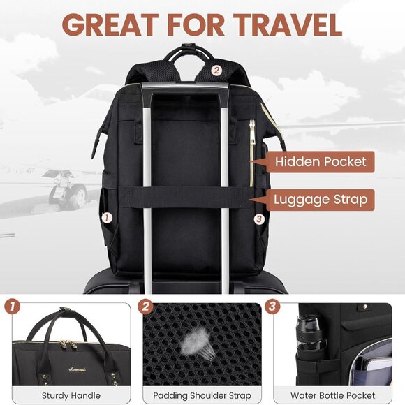 NEW Laptop Backpack,15.6 Inch Professional Womens Purse Computer Bag Frame Top - Picture 6 of 8